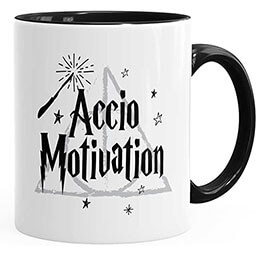 Cringe cup from amazon MoonWorks Accio Motivation Coffee Mug Ceramic Mug with Saying Black One Size