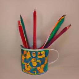 a cup used as a pencil holder