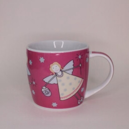 Identity story empty cylindric pink angel illustration cup handle right