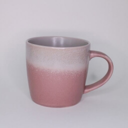 Scandinavian empty cylindric pink grey stone cup  handle right